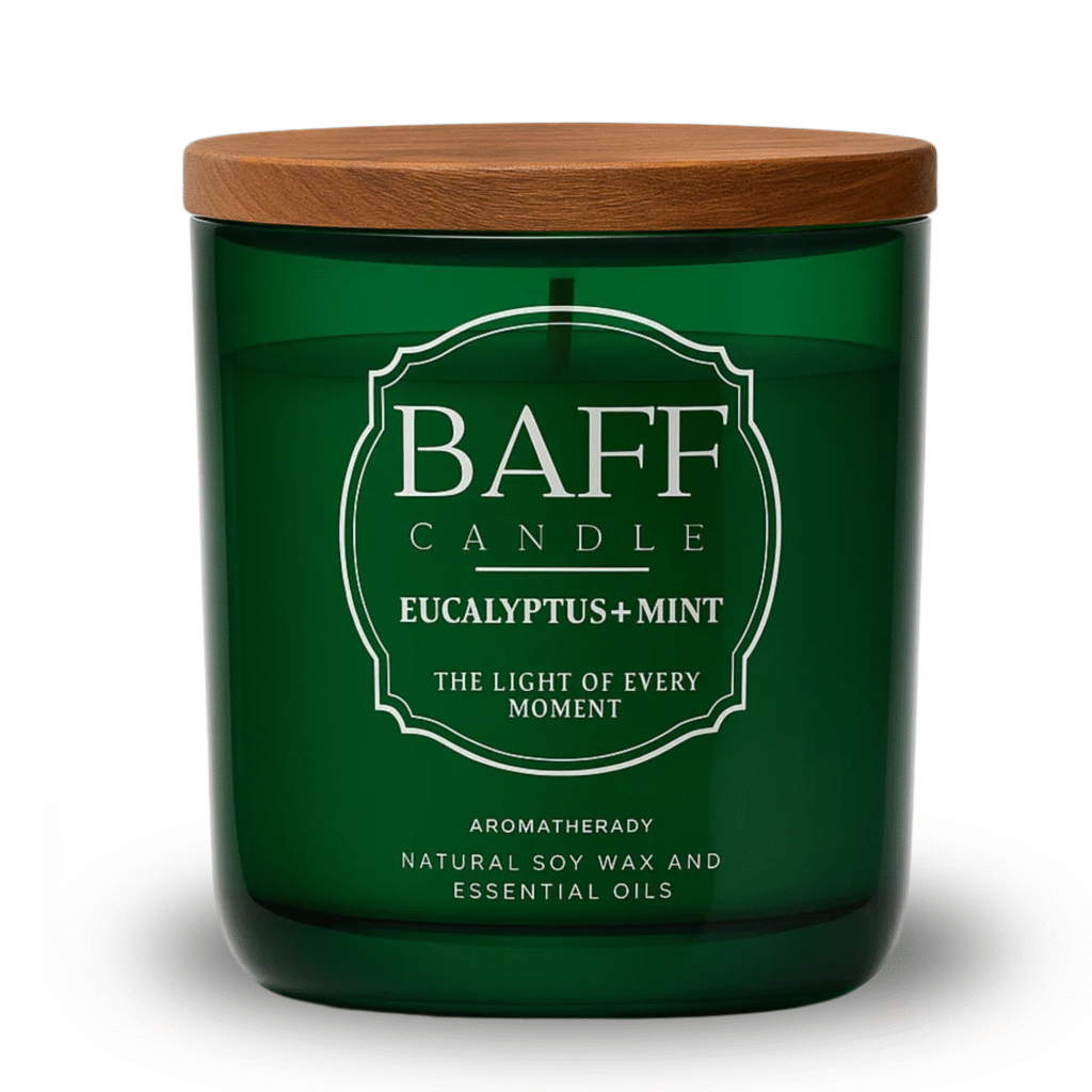 Eucalyptus Mint Soy Wax Luxury Candle (One Wick) - Baff Candle