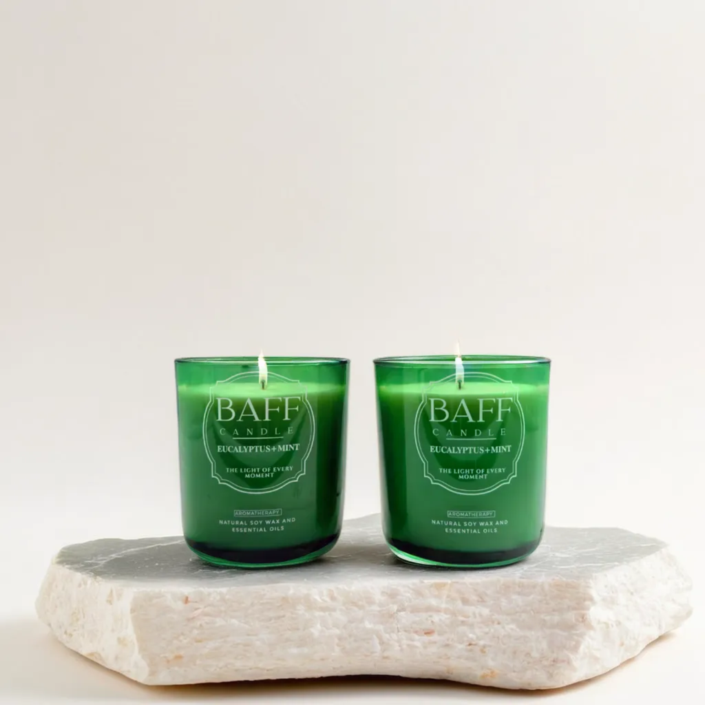 Eucalyptus Mint Soy Wax Luxury Candle (One Wick) - Baff Candle
