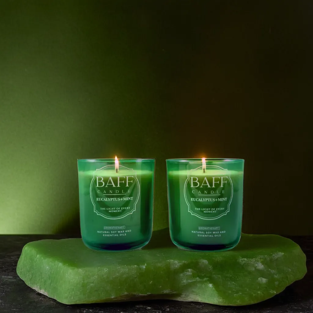 Eucalyptus Mint Soy Wax Luxury Candle (One Wick) - Baff Candle