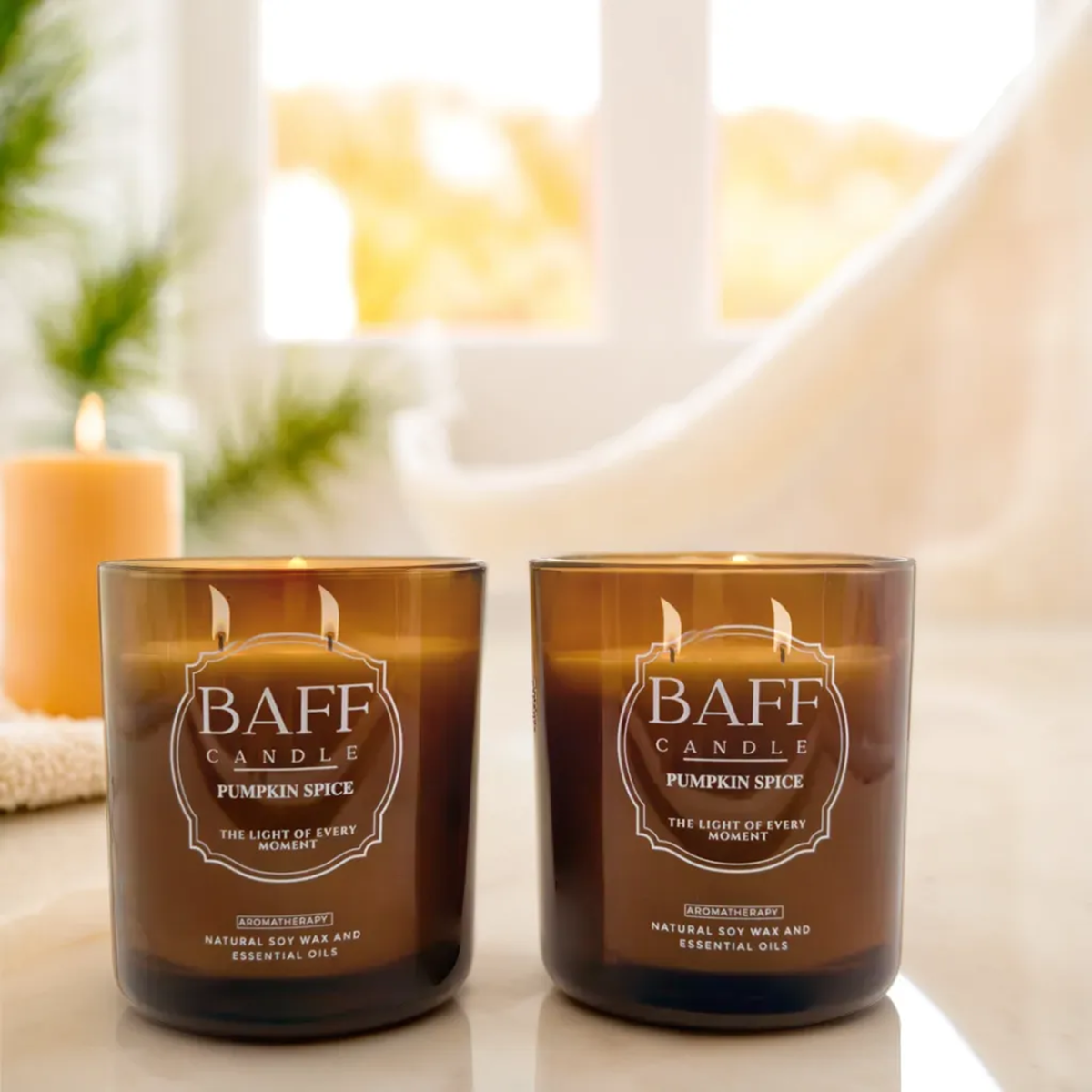 Pumpkin Spice Luxury Candle made with Premium Soy Wax , handmade, pure essential oil