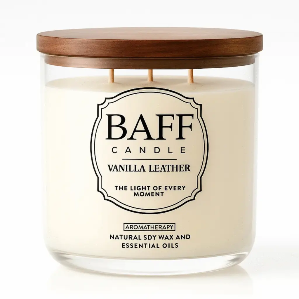 Vanilla Leather Luxury Candle (Three Wick) - Baff Candle