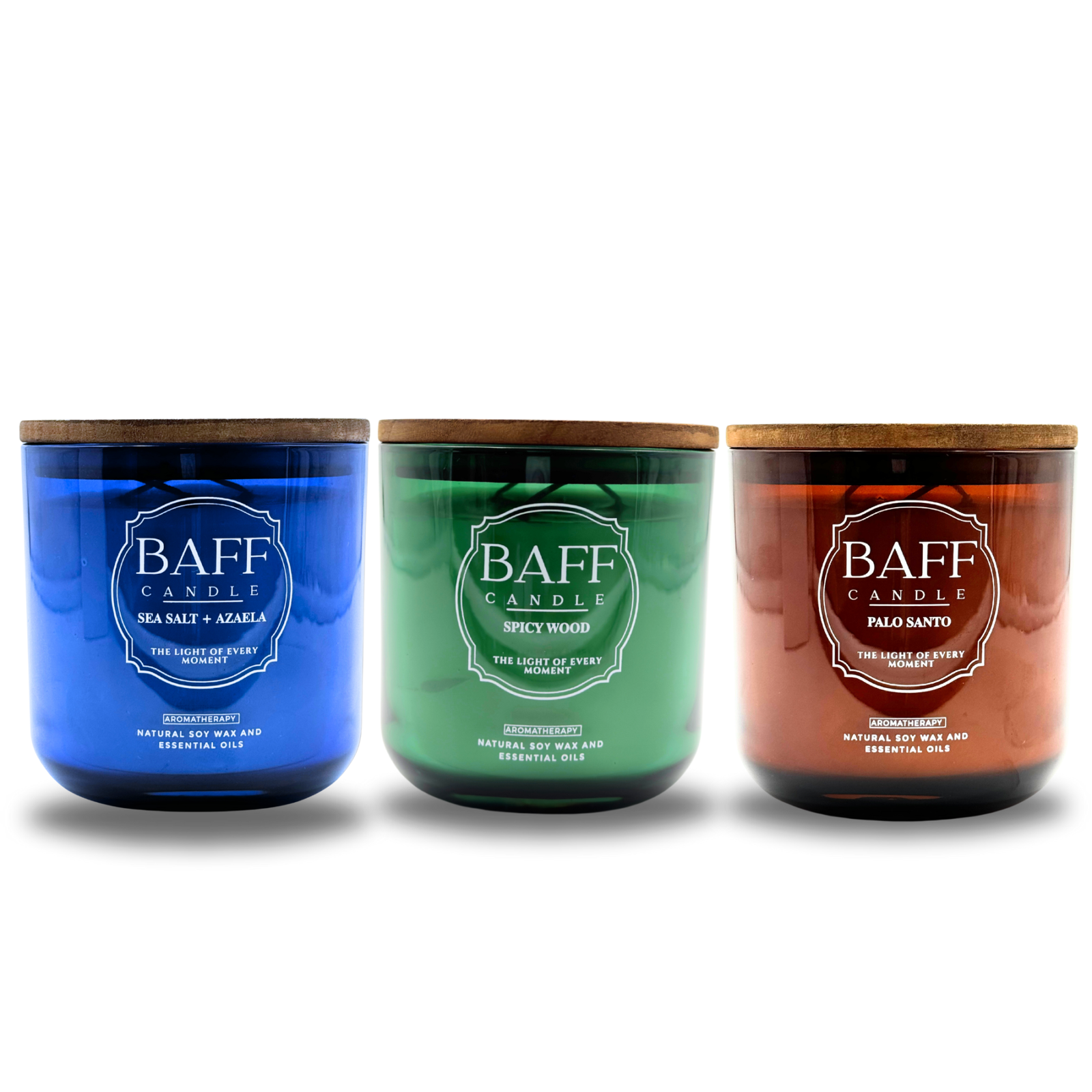 Baff Candle Collection I Sea Salt Azalea I Spicy Wood Soy I Palo Santo I