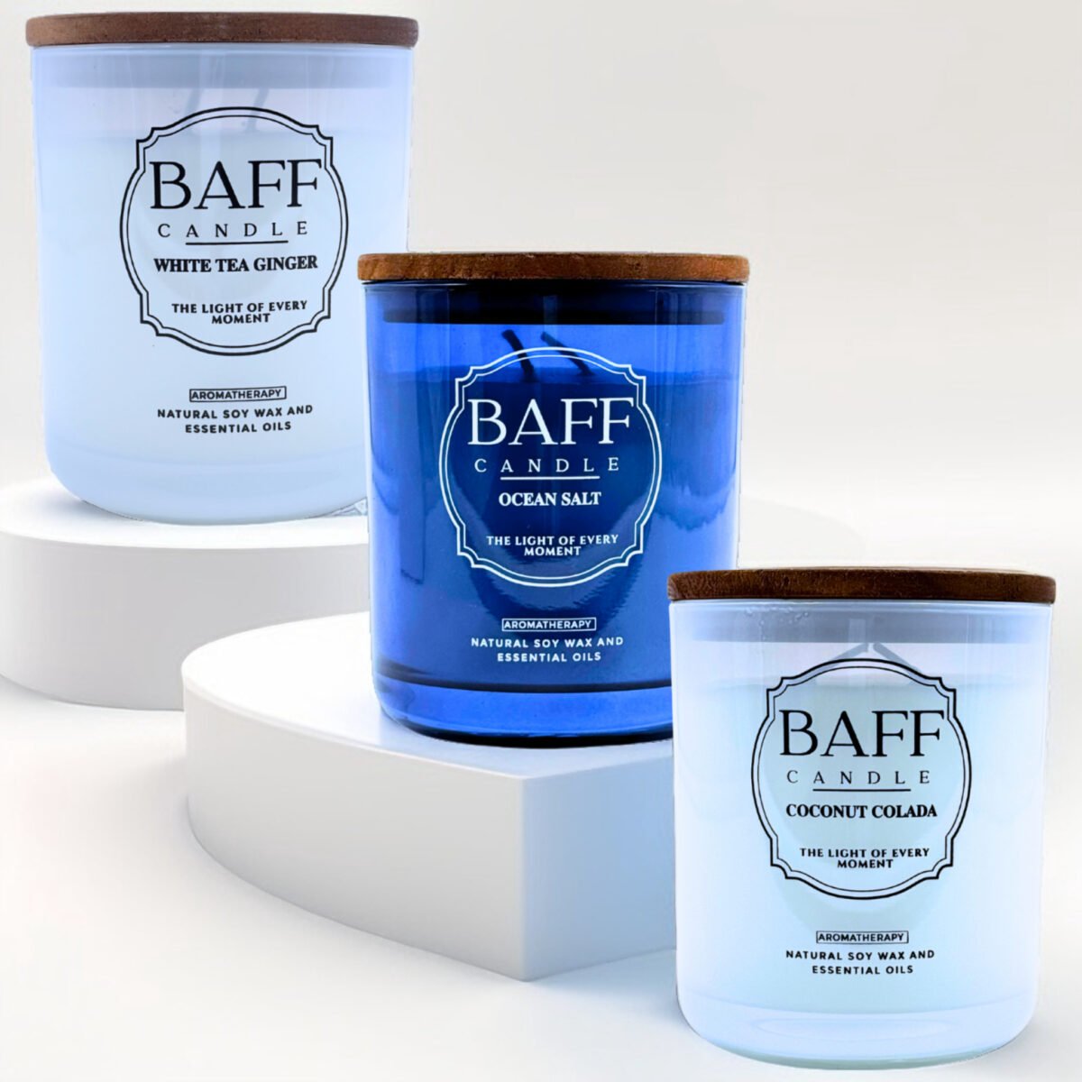 Baff Candle Collection | White Tea Ginger | Ocean Salt | Coconut Colada