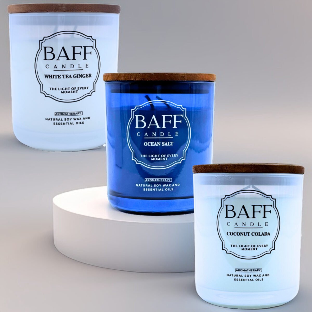 Baff Candle Collection | White Tea Ginger | Ocean Salt | Coconut Colada
