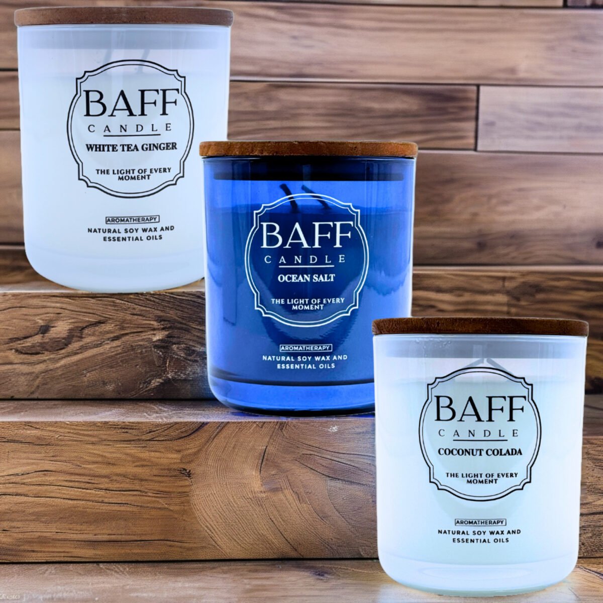 Baff Candle Collection | White Tea Ginger | Ocean Salt | Coconut Colada