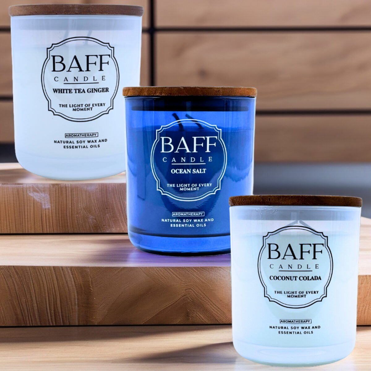 Baff Candle Collection | White Tea Ginger | Ocean Salt | Coconut Colada