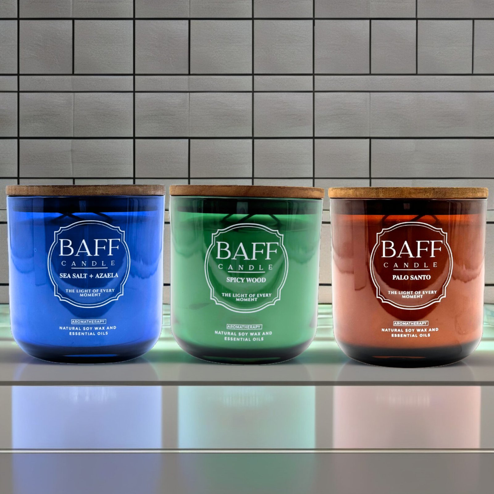 Baff Candle Collection I Sea Salt Azalea  I Spicy Wood Soy  I  Palo Santo  I - Image 4