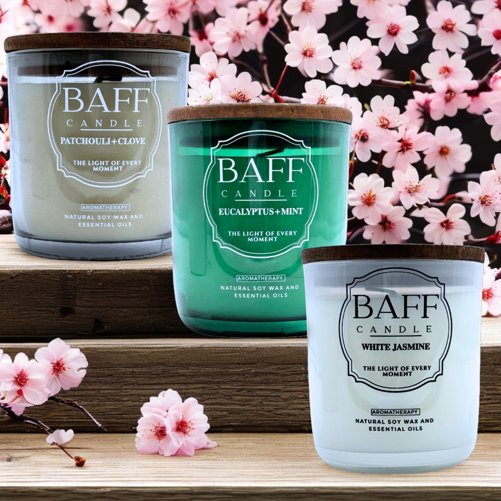 Baff Candle Collection | Patchouli Clove | Eucalyptus Mint | White Jasmine - Image 6