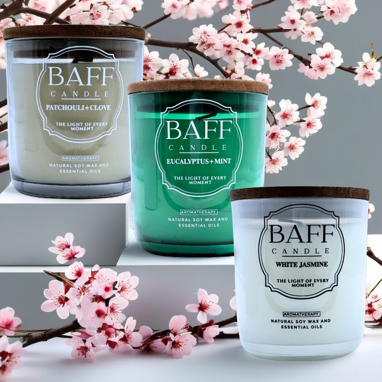 Baff Candle Collection | Patchouli Clove | Eucalyptus Mint | White Jasmine - Image 7