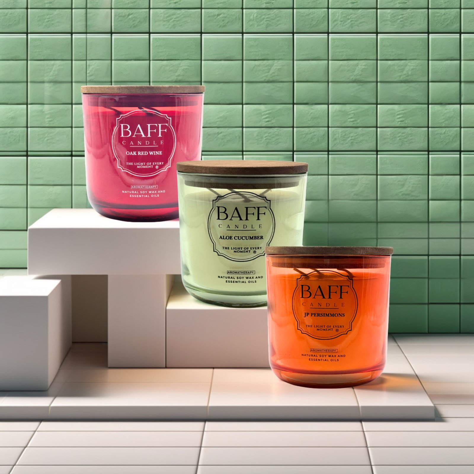 Baff Candle Collection I Oak Red Wine I Aloe Cucumber | JP Persimmons I Soy wax Candle - Image 2