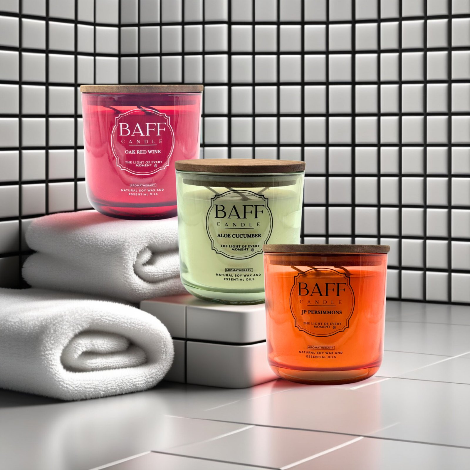 Baff Candle Collection I Oak Red Wine I Aloe Cucumber | JP Persimmons I Soy wax Candle - Image 4