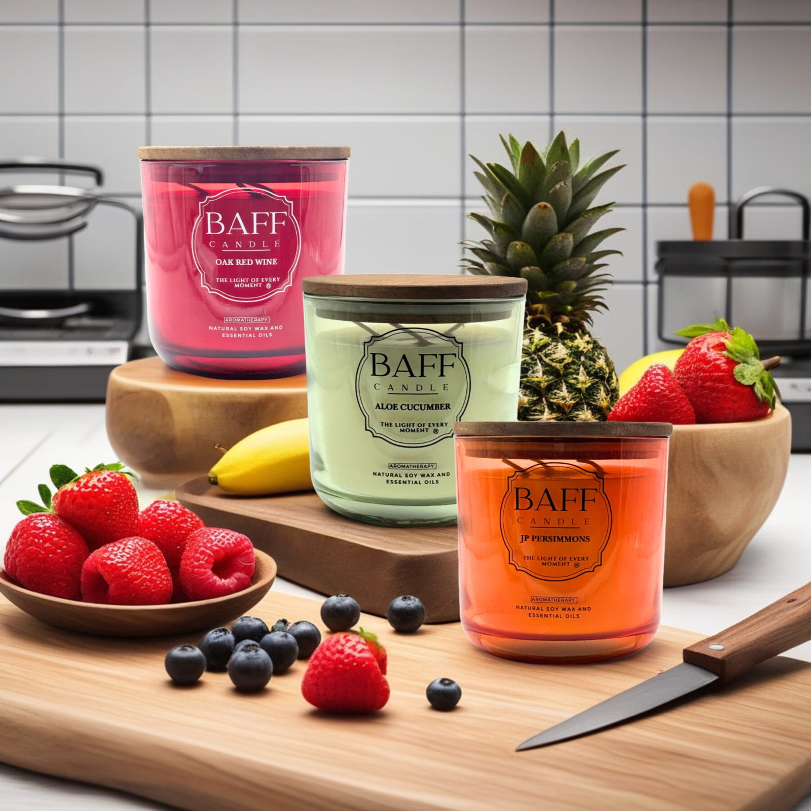 Baff Candle Collection I Oak Red Wine I Aloe Cucumber | JP Persimmons I Soy wax Candle - Image 6