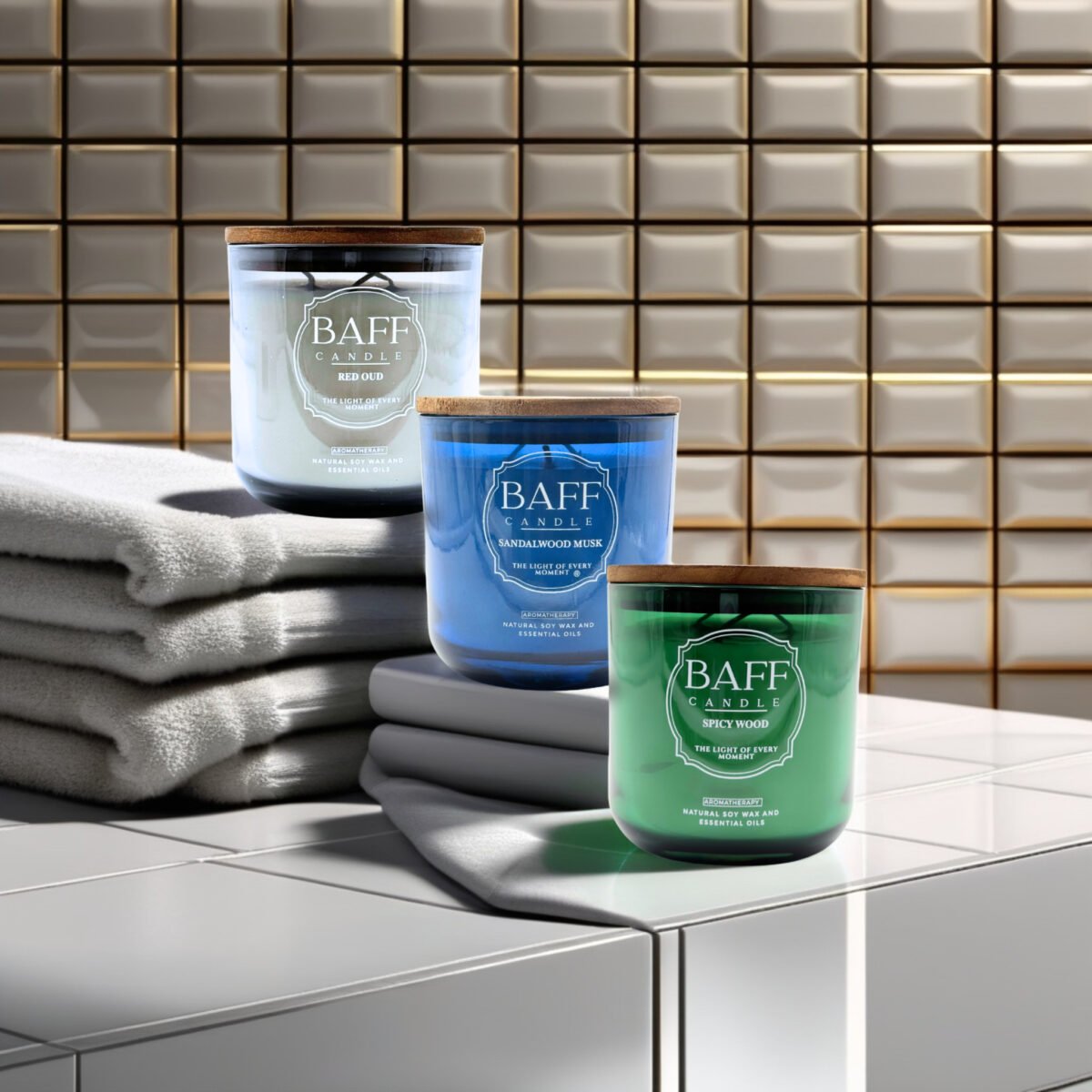 Baff Candle Collection I Red Oud I Sandalwood I Spicy Wood I Soy wax Luxury Candle